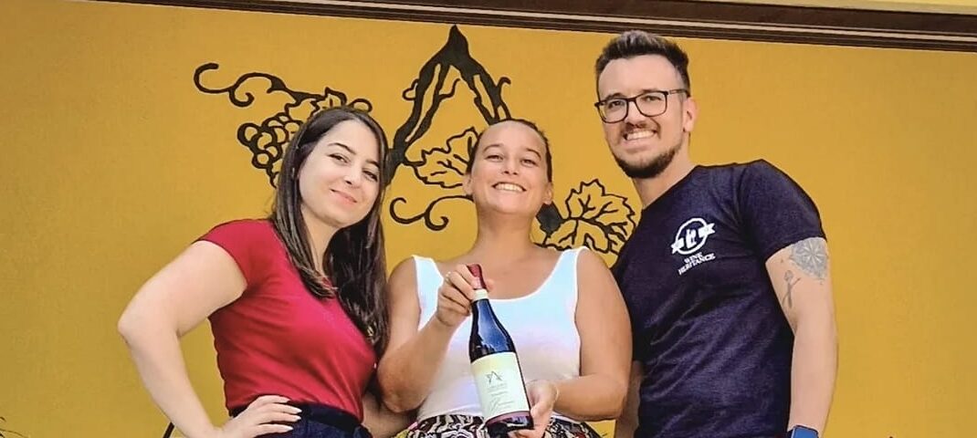 Ale, Vale e Michi durante un incontro alla Cantina Adriano